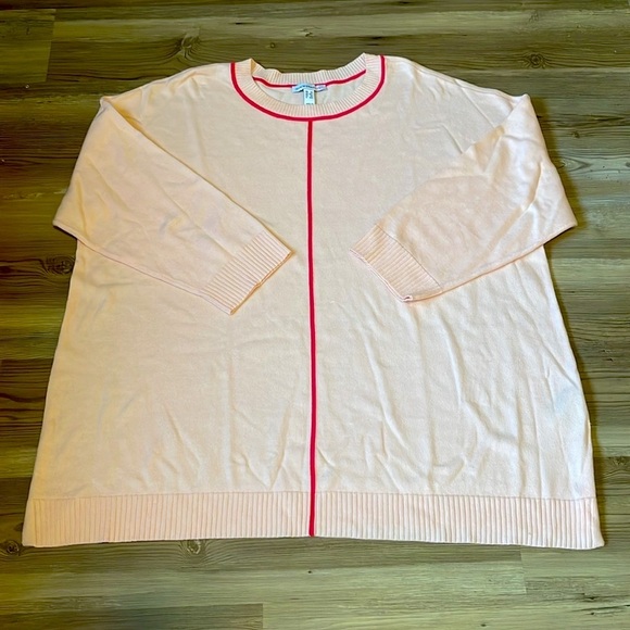 Isaac Mizrahi Drop Shoulder Sweater Contrast Piping Soft Lt pink Womens 1X NWOT - Picture 8 of 9